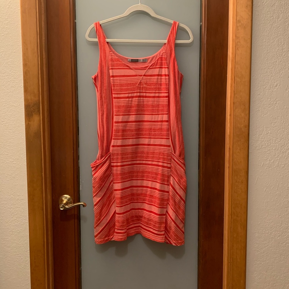 Athleta Flame Red Breeze Striped Tank Dress